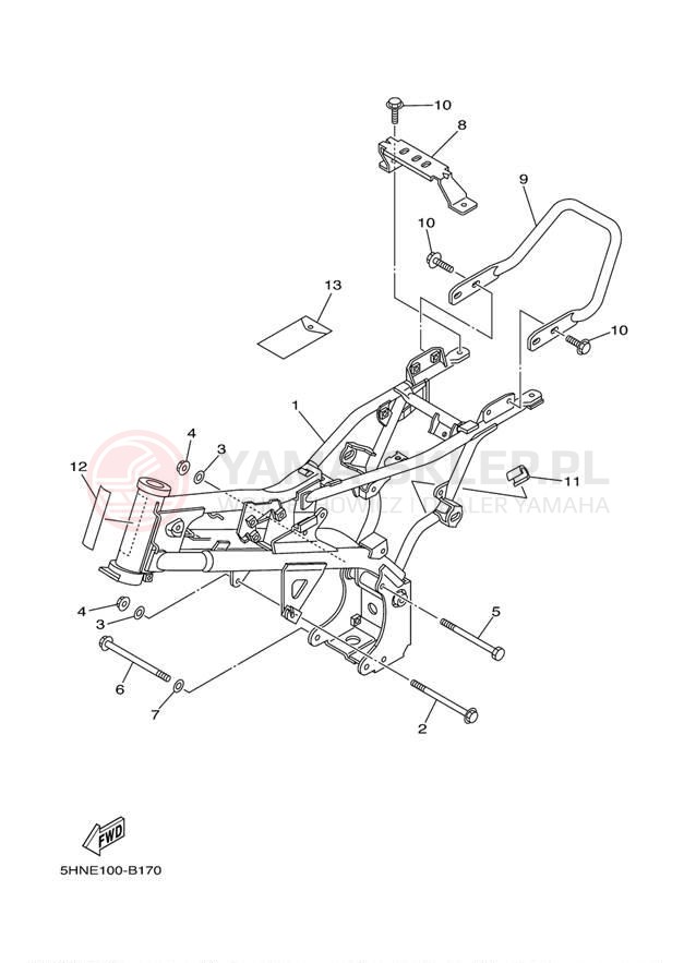 Schemat "rama" do Yamaha TTR90 TTR90ER