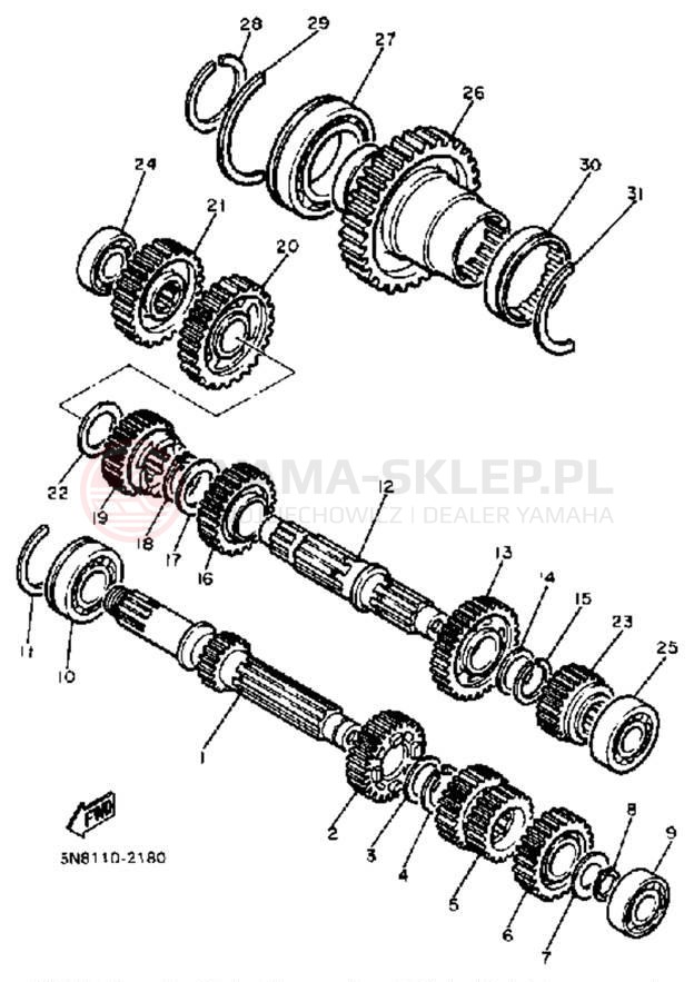 Schemat "Skrzynia biegów " do Yamaha XJ650K