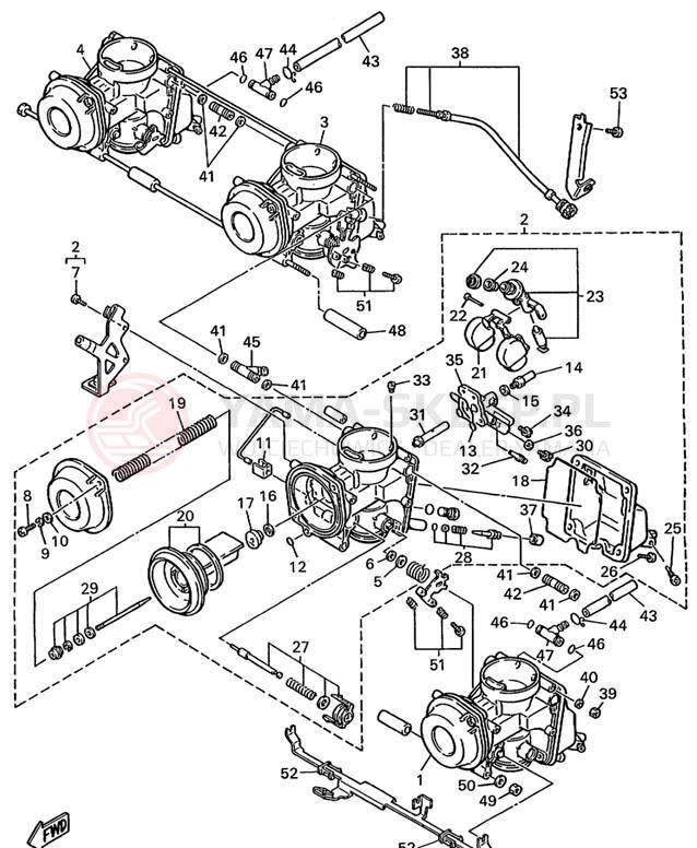 Schemat "Gaźnik" do Yamaha FZR600RLC/FZR600RL