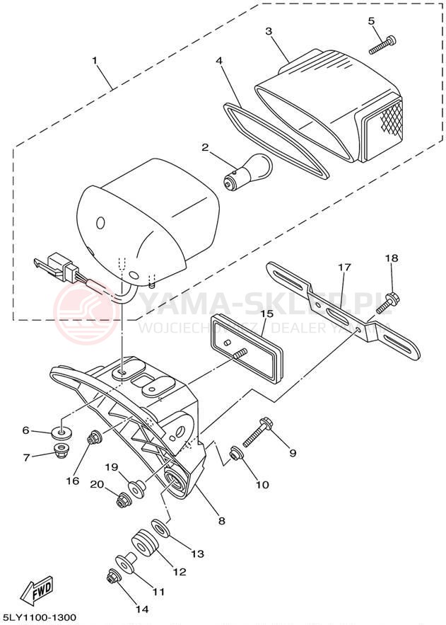 Schemat "lampa tył" do Yamaha VINO YJ50RN