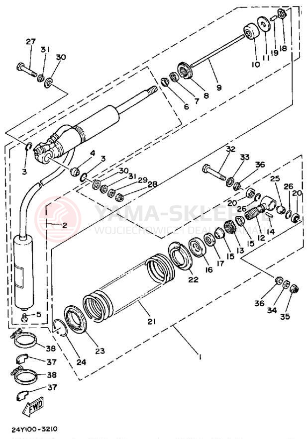 Schemat "zawieszenie tył" do Yamaha YZ250L