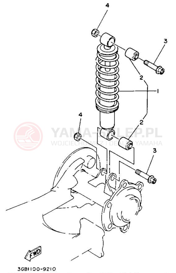 Schemat "zawieszenie tył" do Yamaha CHAMP YFM100A