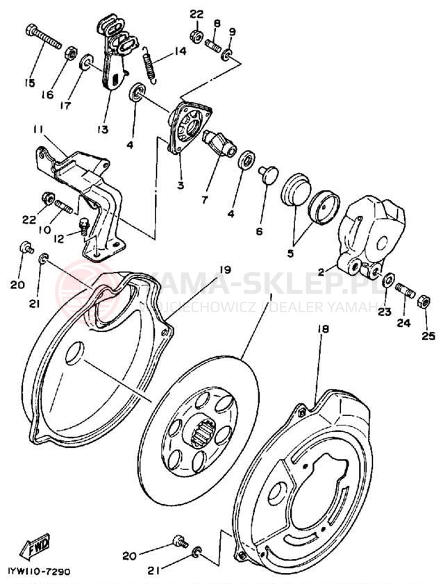 Schemat "hamulec" do Yamaha MOTO-4 YFM350ERU