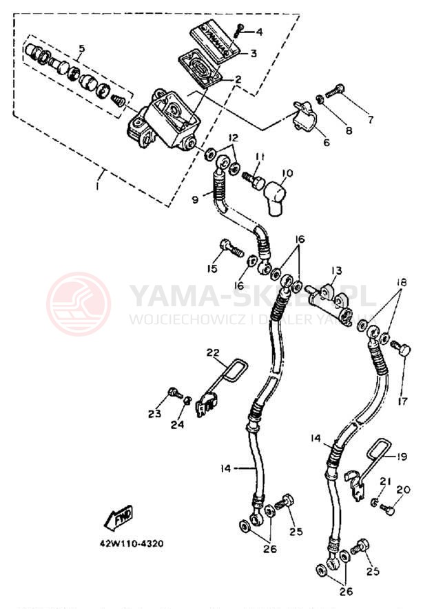 Schemat "Pompa hamulcowa przednia" do Yamaha VIRAGO 700 XV700CTC/XV700CT