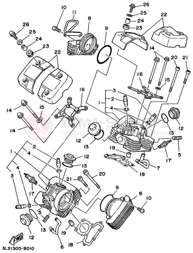 Schemat "głowica" do Yamaha VIRAGO 250 XV250G/XV250GC