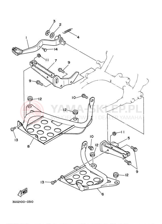 Schemat "Stopka postojowa i podnóżki" do Yamaha BANSHEE YFZ350V