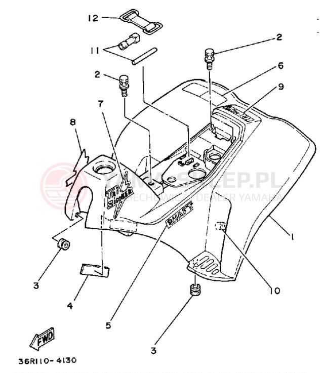Schemat "Tylny błotnik" do Yamaha YT60N