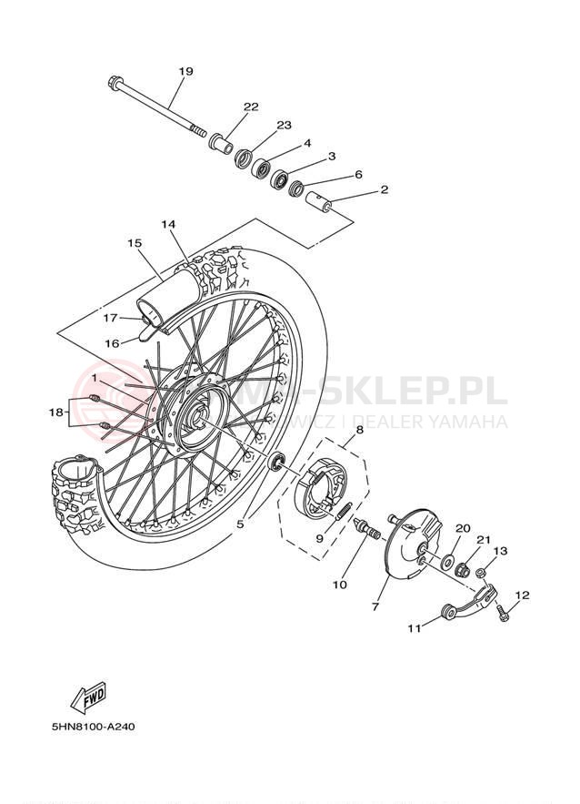 Schemat "Koło przód" do Yamaha TTR90 TTR90ER