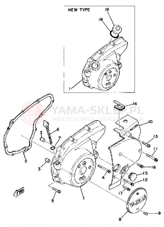 Schemat "Pokrywa silnika" do Yamaha XS500D