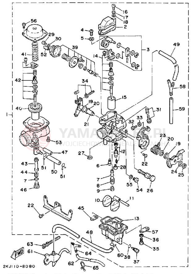 Schemat "Gaźnik" do Yamaha XT350UC/XT350U