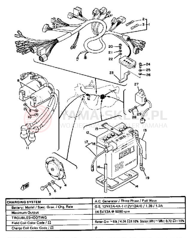 Schemat "układ elektryczny" do Yamaha XS400_2F