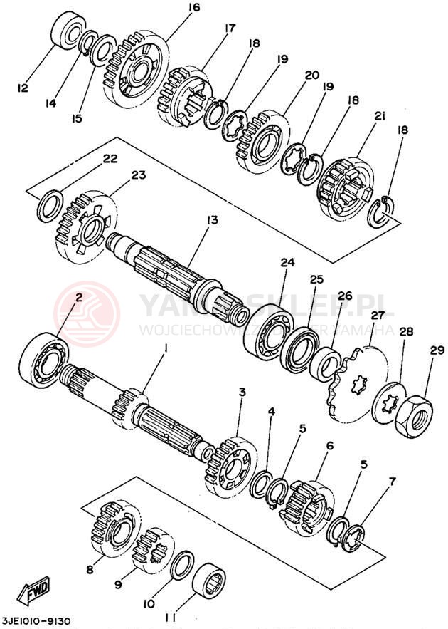 Schemat "Skrzynia biegów " do Yamaha WR250ZG
