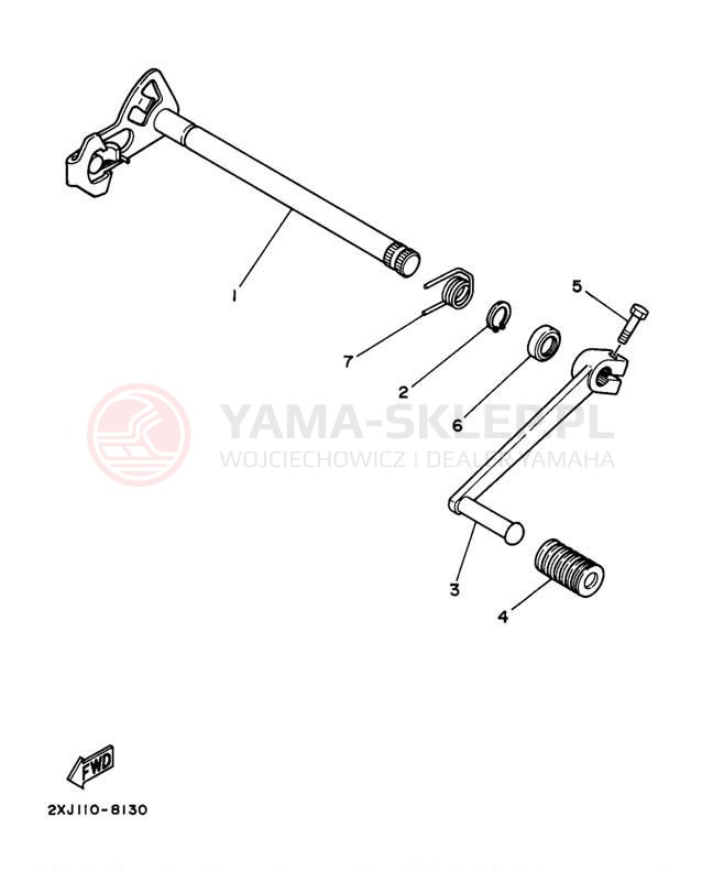 Schemat "Dźwignia zmiany biegów, wałek" do Yamaha BLASTER YFS200J_MN