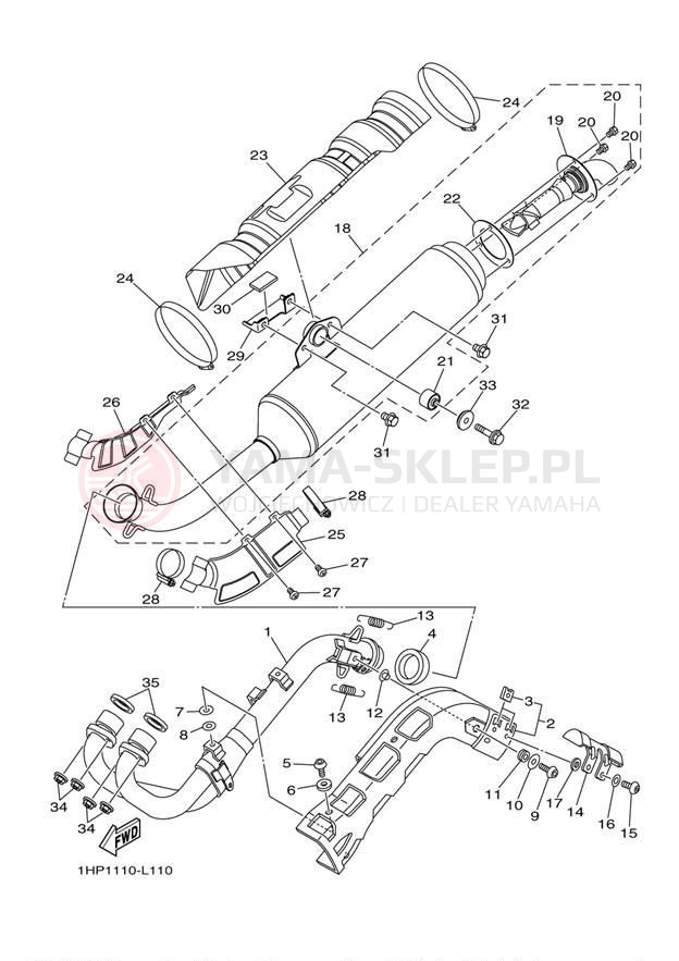 Schemat "Wydech końcowy" do Yamaha GRIZZLY 550 EPS 4WD YFM5FGPDL