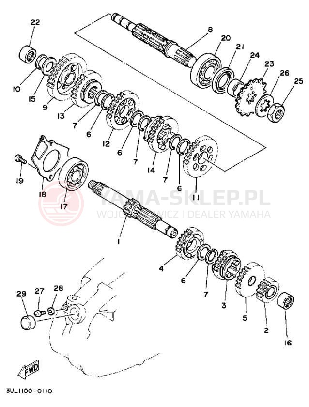 Schemat "Skrzynia biegów " do Yamaha RT100D