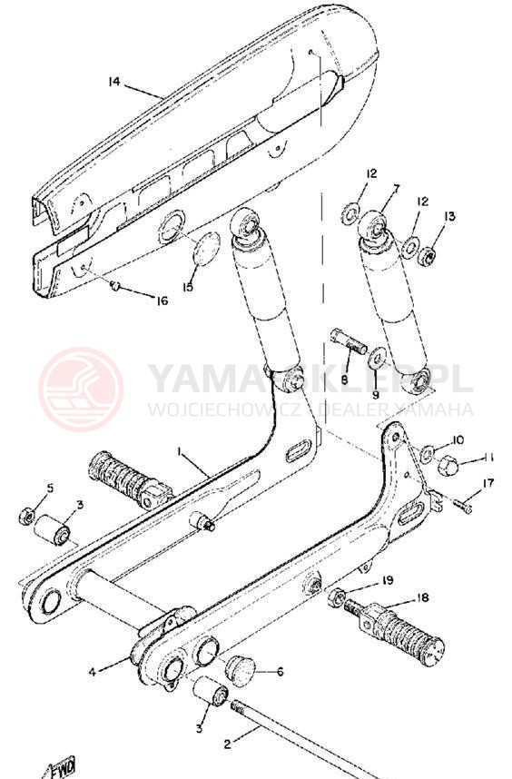 Schemat "Wahacz, osłona łańcucha" do Yamaha U7E