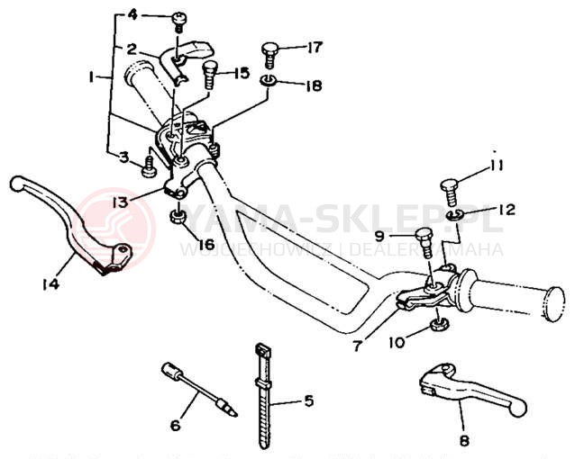 Schemat "Kierownica i osprzęt" do Yamaha RT100F