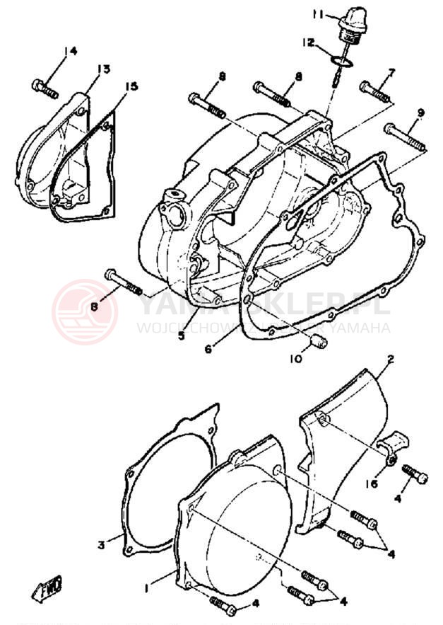 Schemat "Pokrywa silnika" do Yamaha MX100K