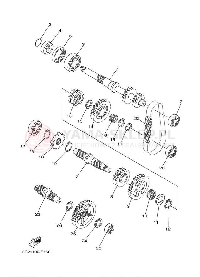 Schemat "Skrzynia biegów " do Yamaha WOLVERINE 450 4WD YFM45FXZW
