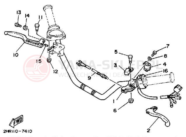 Schemat "Kierownica i osprzęt" do Yamaha BIG BEAR 4WD YFM350FWT