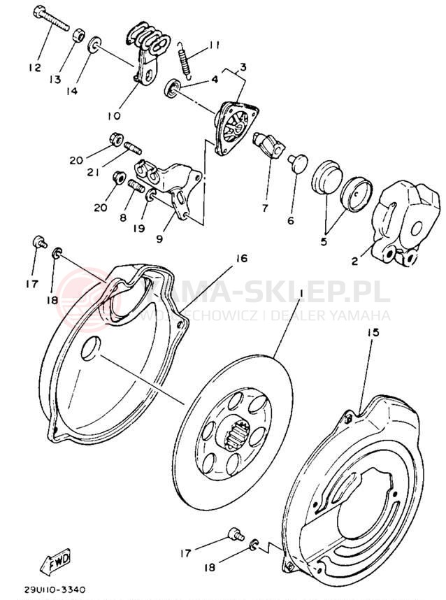 Schemat "Zacisk hamulcowy tylny" do Yamaha YTM225DXL