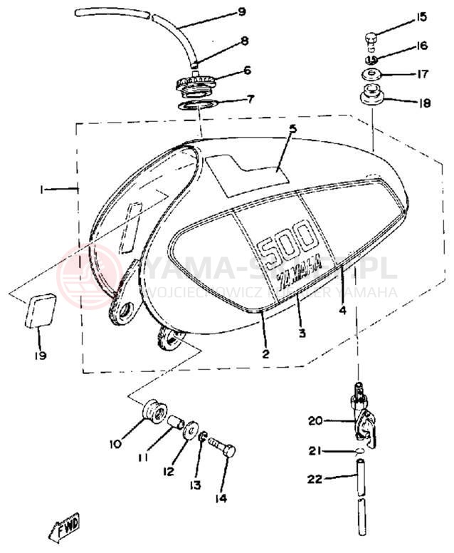 Schemat "zbiornik paliwa" do Yamaha TT500C