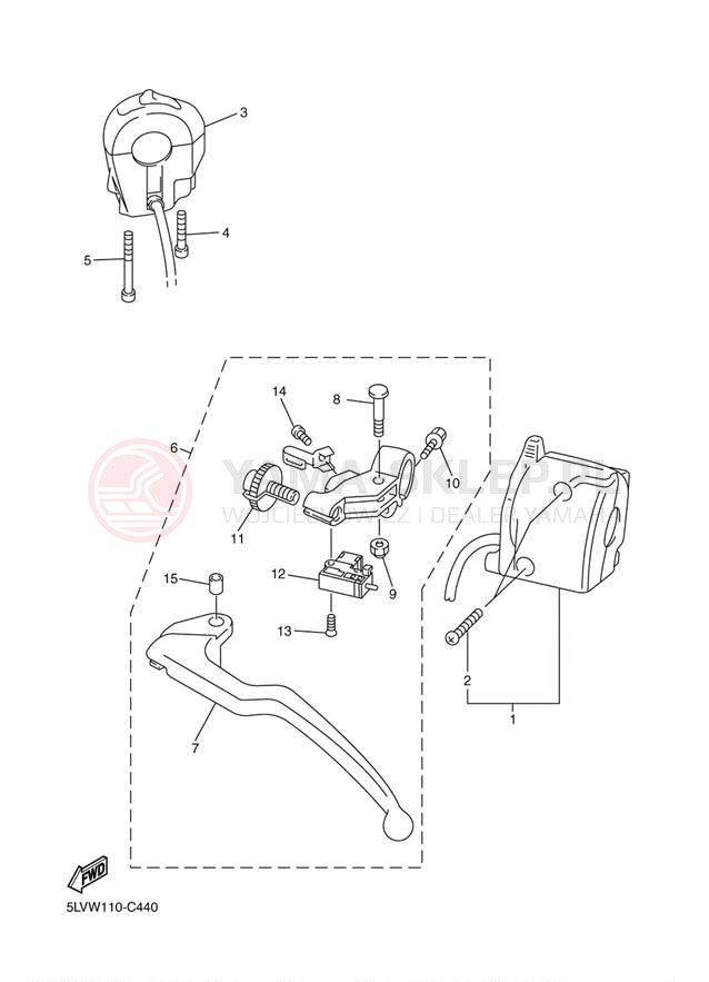 Schemat "Kierownica i osprzęt" do Yamaha FZ-1 FZS1S/FZS1SC