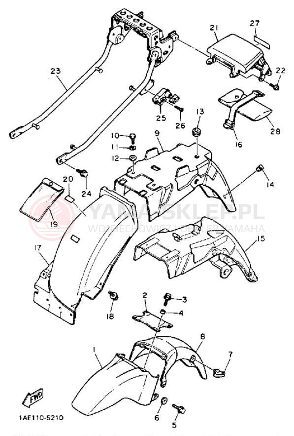 Schemat "błotnik" do Yamaha FZ750SC/FZ750S