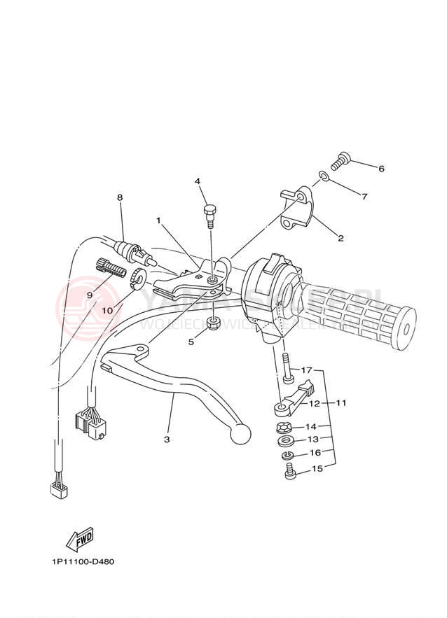 Schemat "Kierownica i osprzęt" do Yamaha KODIAK 400 4WD YFM4FAT