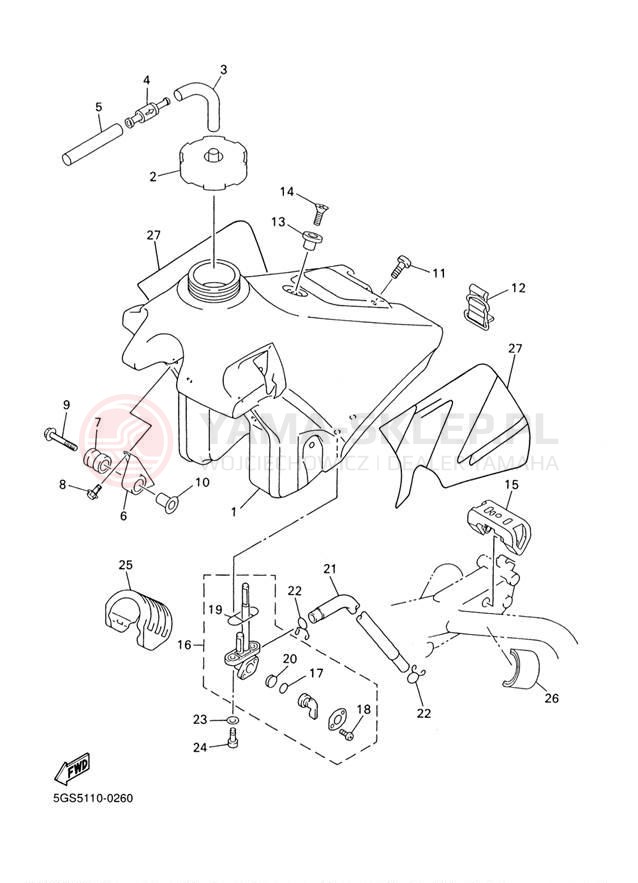 Schemat "zbiornik paliwa" do Yamaha WR400F WR400FM