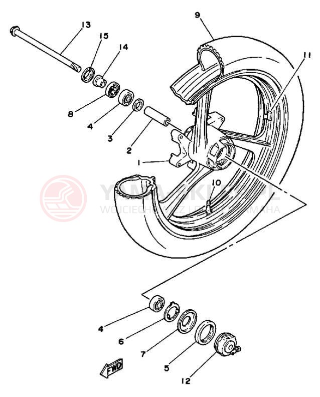 Schemat "Koło przód" do Yamaha SRX250TC/SRX250T