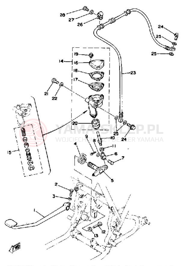 Schemat "Dźwignia hamulca tylnego" do Yamaha XS400E