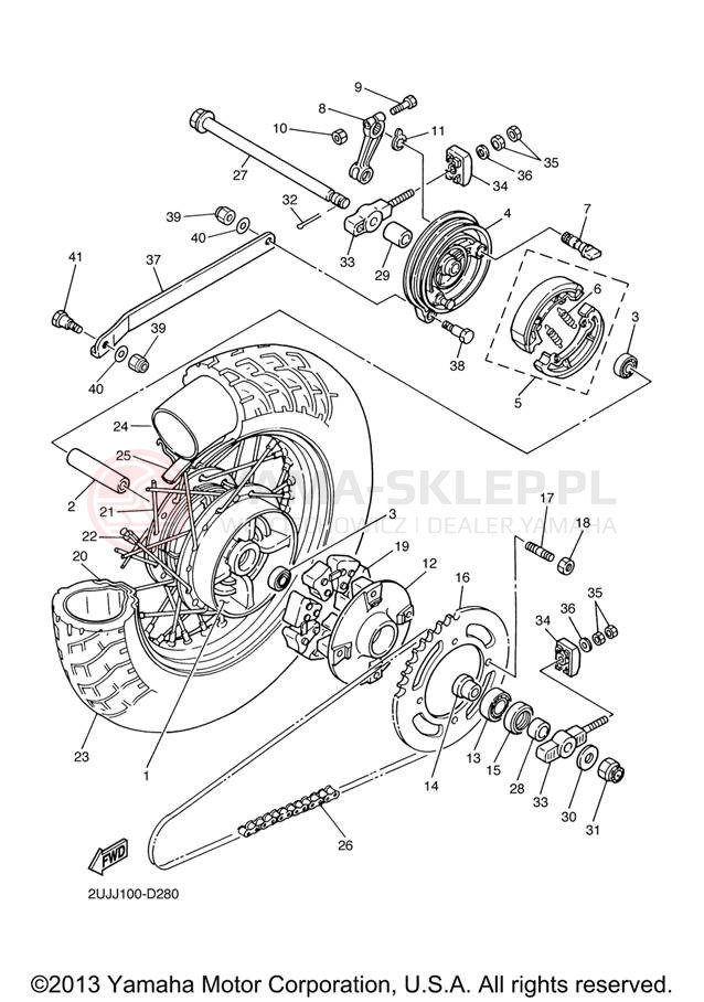 Schemat "Koło tył" do Yamaha V STAR 250 XV250XR/XV250XCR