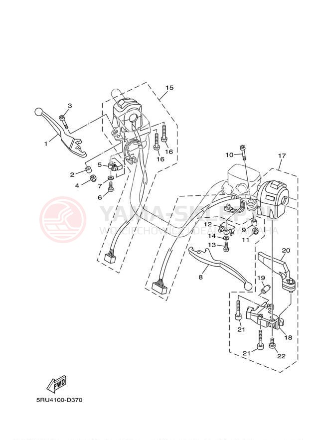 Schemat "Kierownica i osprzęt" do Yamaha MAJESTY YP400V