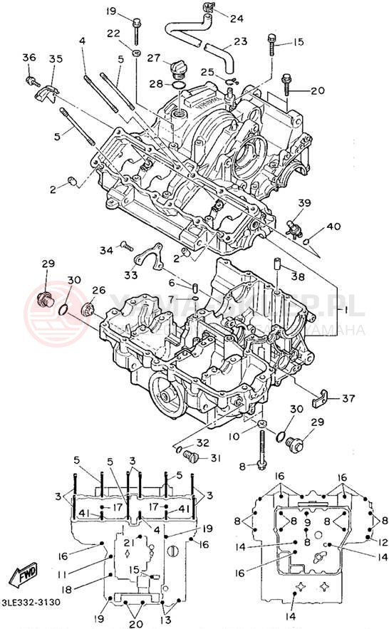 Schemat "Obudowa silnika" do Yamaha FZR1000G/FZR1000GC