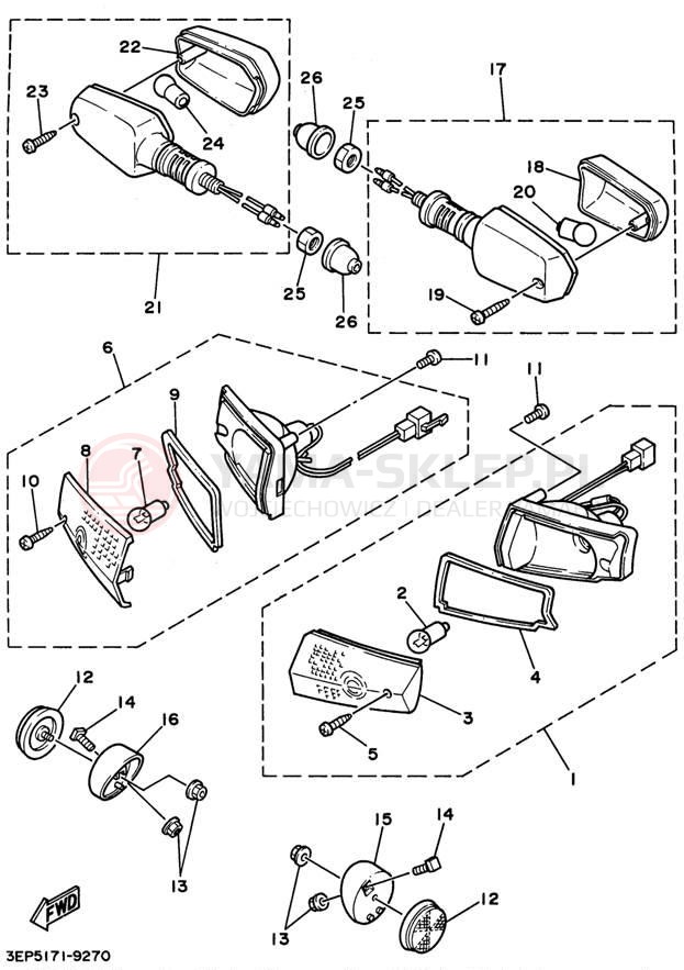 Schemat "kierunkowskazy" do Yamaha RAZZ SH50K
