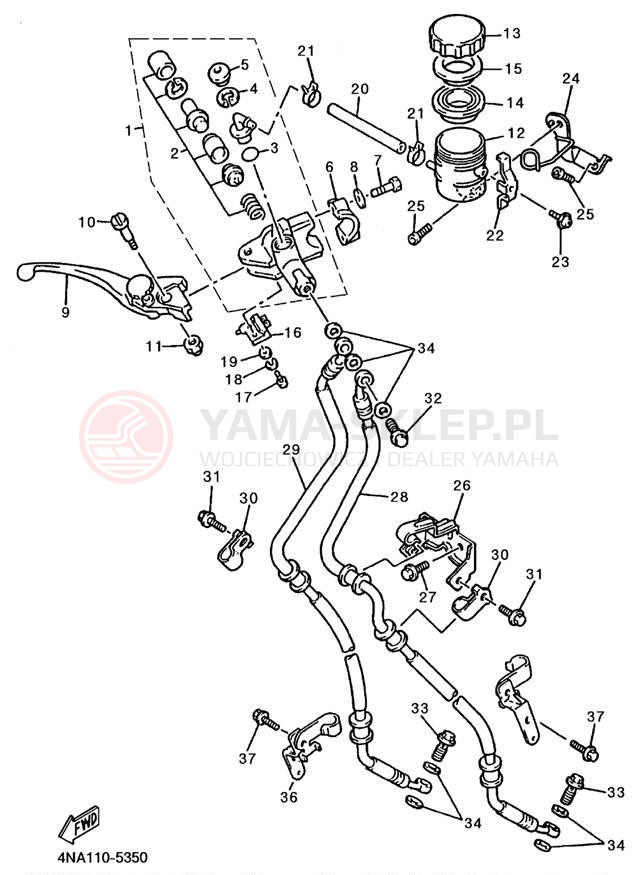 Schemat "Pompa hamulcowa przednia" do Yamaha YZF600RHC/YZF600RH