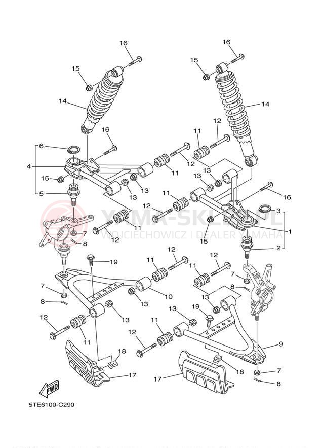 Schemat "Koło przód" do Yamaha KODIAK 400 4X4 YFM4FAS