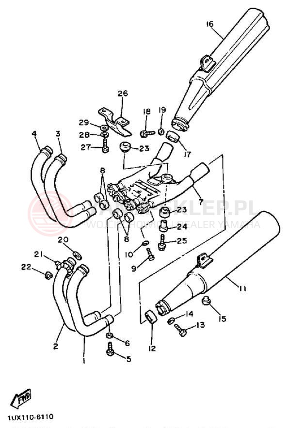 Schemat "Wydech końcowy" do Yamaha FJ1200WC/FJ1200W