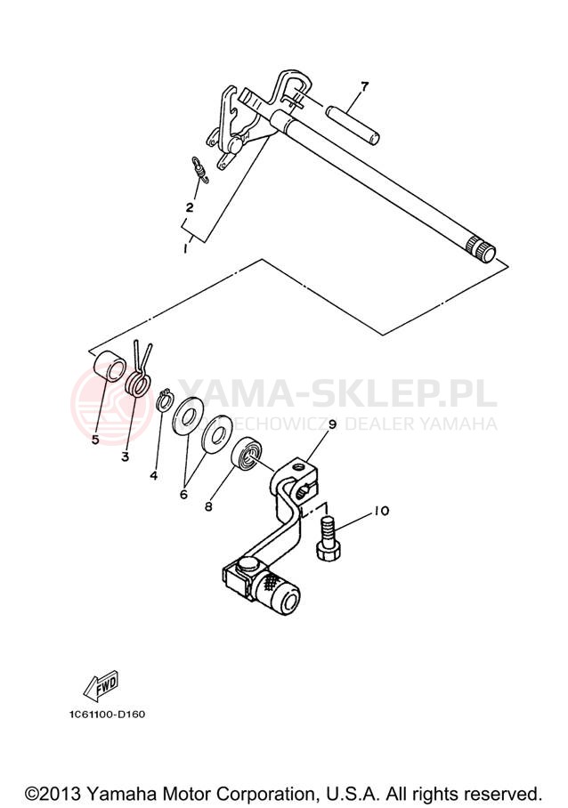 Schemat "Dźwignia zmiany biegów, wałek" do Yamaha TT-R230 TTR230V