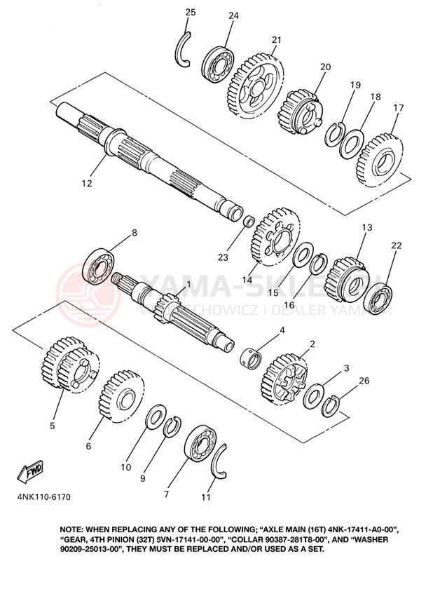 Schemat "Skrzynia biegów " do Yamaha XVZ13ATL/XVZ13ATLC