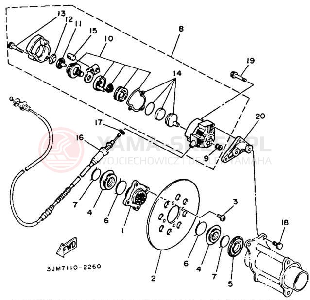 Schemat "Zacisk hamulcowy tylny" do Yamaha BLASTER YFS200D_MN