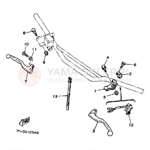 Schemat "Kierownica i osprzęt" do Yamaha YZ125B