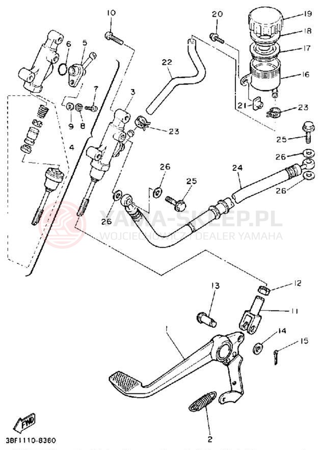 Schemat "Pompa hamulcowa tył" do Yamaha FZR400A