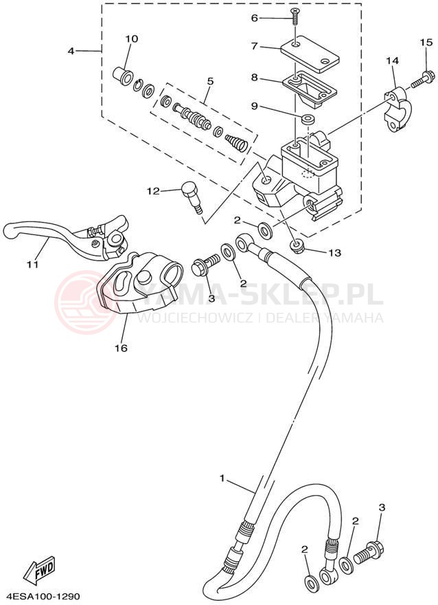 Schemat "Pompa hamulcowa przednia" do Yamaha YZ85 YZ85P