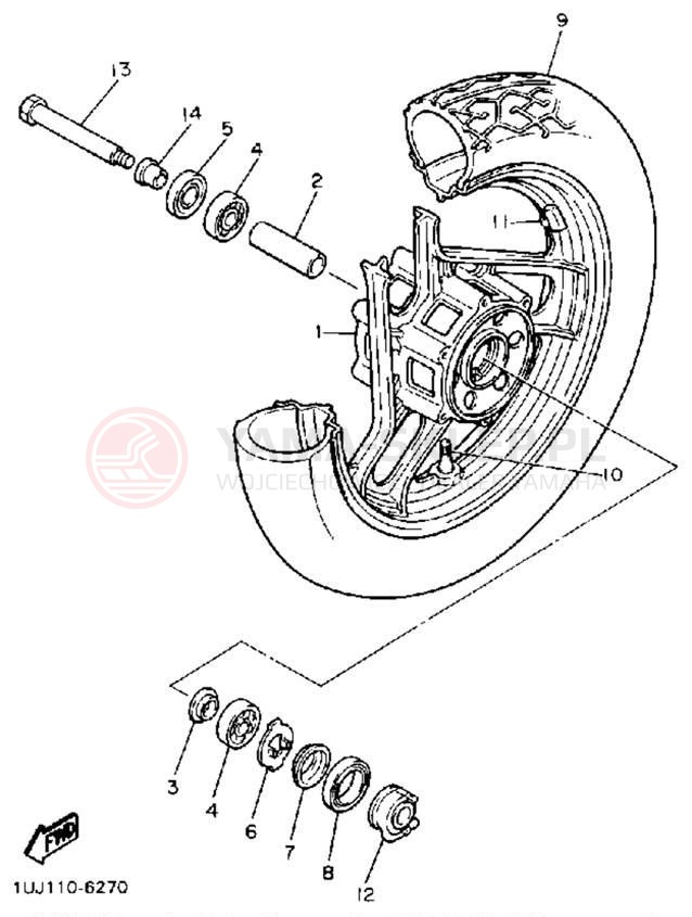 Schemat "Koło przód" do Yamaha RADIAN YX600A/YX600AC