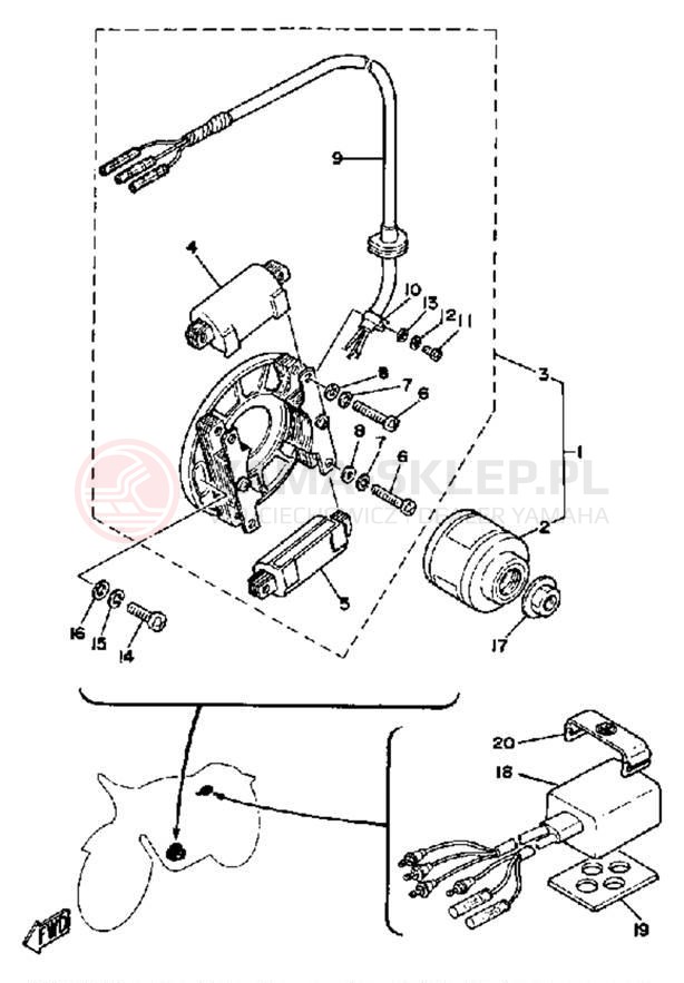Schemat "Moduł zapłonowy - cewka" do Yamaha YZ100H