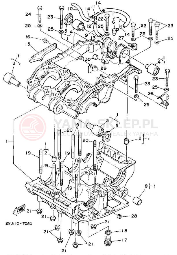 Schemat "Obudowa silnika" do Yamaha YFZ350D