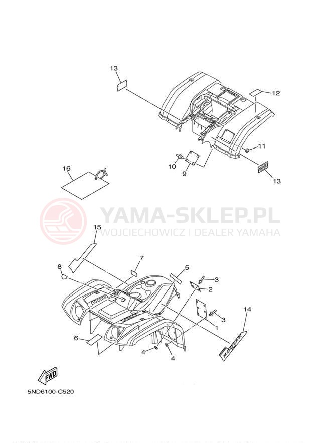 Schemat "naklejki" do Yamaha KODIAK 450 AUTO 4X4 YFM45FAS