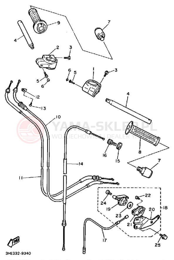Schemat "Kierownica i osprzęt" do Yamaha FZR600WC